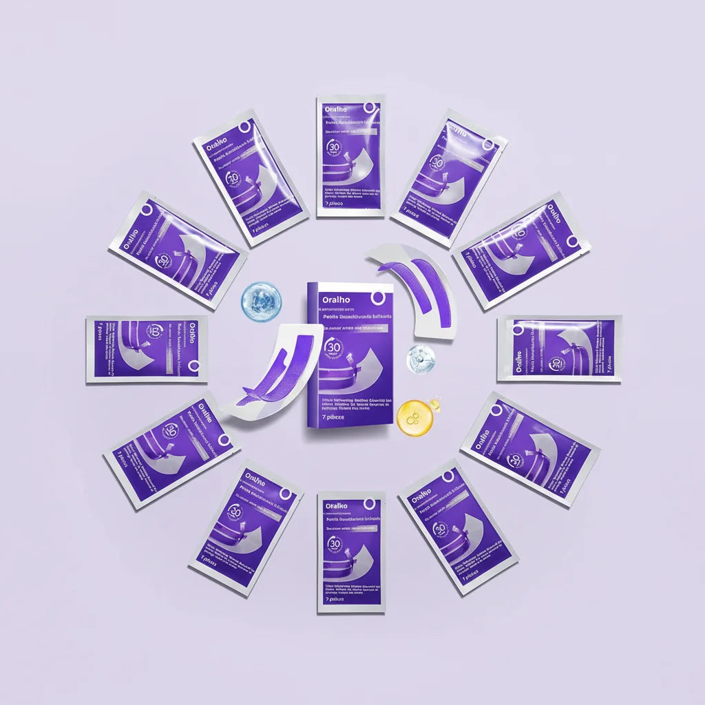Bande blanchissante dentaire violette hygiènique pour dent plus fraîche et brillante