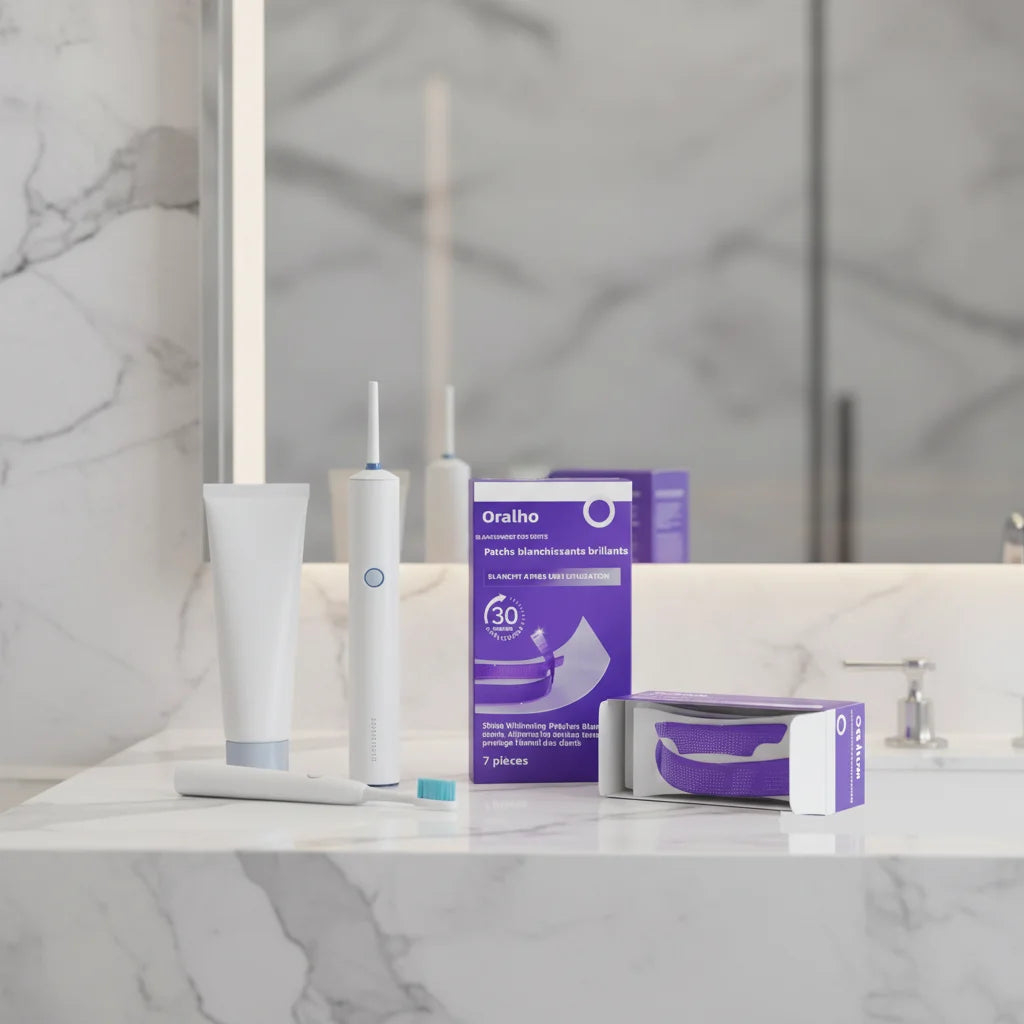 Bande blanchissante dentaire violette hygiènique pour dent plus fraîche et brillante